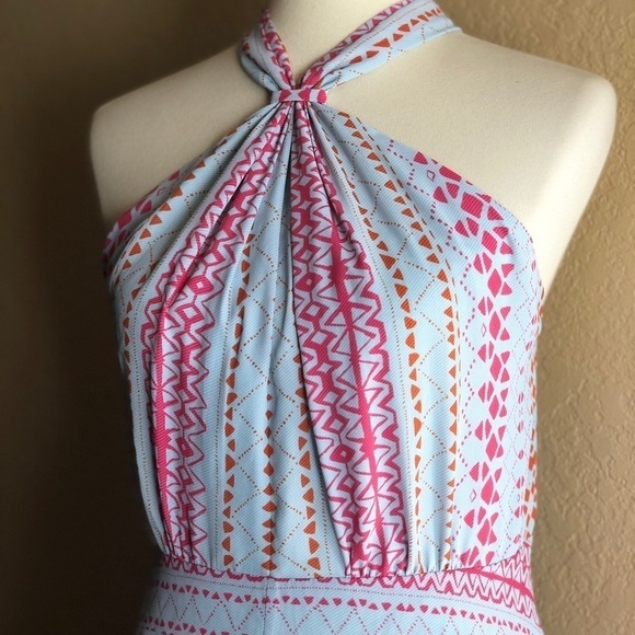 BCBGMAXAZRIA Danela Halter Geometric Dress Size 8 - Picture 6 of 9